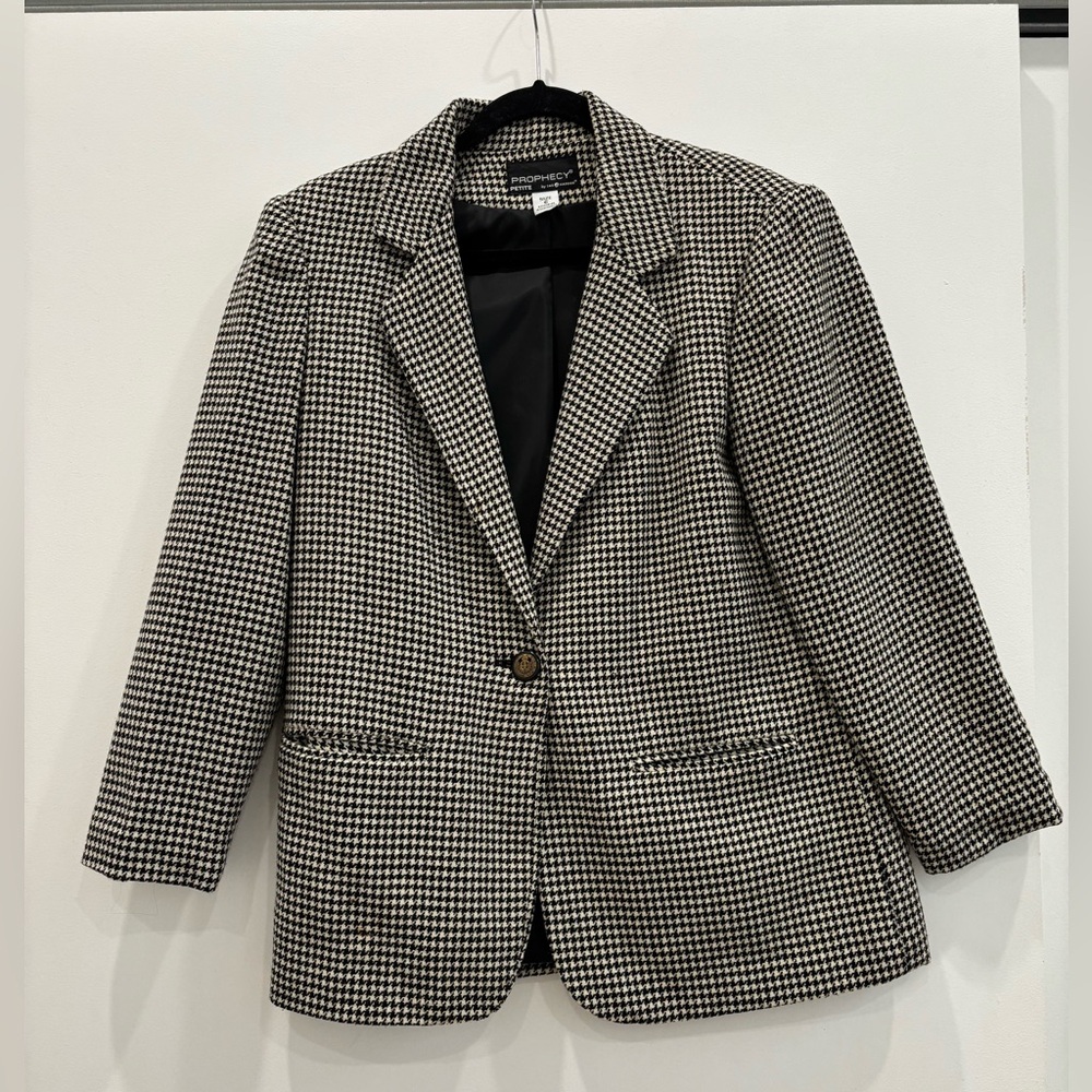 Vintage Black and White Houndstooth Women's Blazer